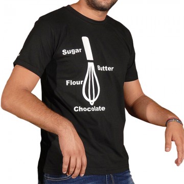 Μαύρο T-Shirt Με Λαιμόκοψη 100% Βαμβάκι "Sugar & Chocolate"