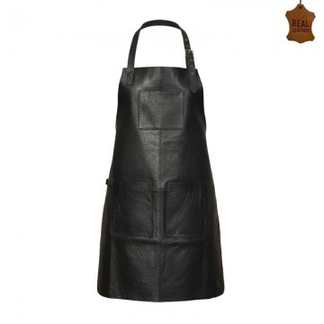 Ποδιά με δέσιμο στο λαιμό, ολόσωμη 100% δέρμα μαύρο