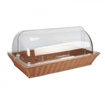 Βιτρίνα Παρουσίασης με Καπάκι Roll-Top & Rattan Καλάθι GN 1/1 53x32,5εκ