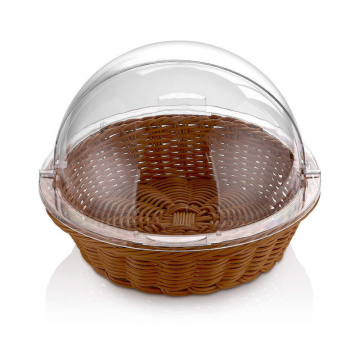 Βιτρίνα Παρουσίασης με Καπάκι Roll-Top & Rattan Καλάθι Φ40εκ