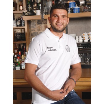Μπλούζα polo λευκή unisex "Passion for Pastry" 100%βαμβάκι