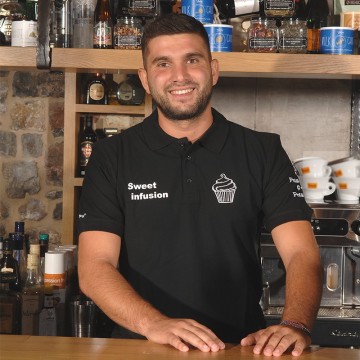 Μπλούζα polo μαύρη unisex "Passion For Pastry" 100% βαμβάκι