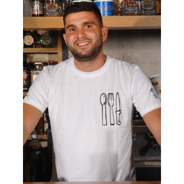 ΛΕΥΚΟ T-SHIRT ΜΑΓΙΕΡΩΝ "COOKING IS MY PASSION"