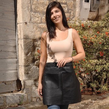 Ποδιά μέσης κοντή 100% δέρμα μαύρο χρώμα