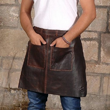 Ποδιά μέσης κοντή 100% δέρμα μπορντώ χρώμα