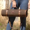 Τσάντα μαχαιριών σεφ 100% δέρμα καφέ - καμβάς λαδί χρώμα