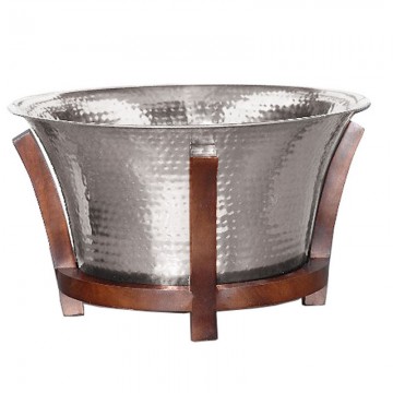 Σαμπανιέρα Μπουκαλιών Shiny Finish Σε Ξύλινη Βάση 56x27εκ