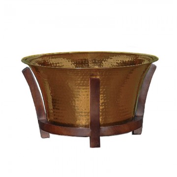 Σαμπανιέρα Μπουκαλιών Gold Σε Ξύλινη Βάση 48x25εκ