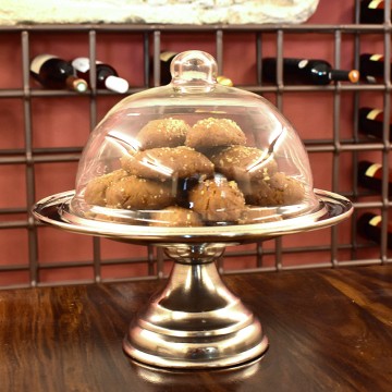 Τουρτιέρα Αλουμινίου χρώμα Νίκελ με γλυκά Υ28 Φ30εκ