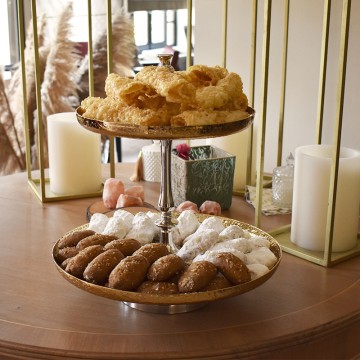 Ορντεβιέρα Χρυσή Ανάγλυφη 2 Επιπέδων Στρογγυλή Υ46εκ Ανοξείδωτη