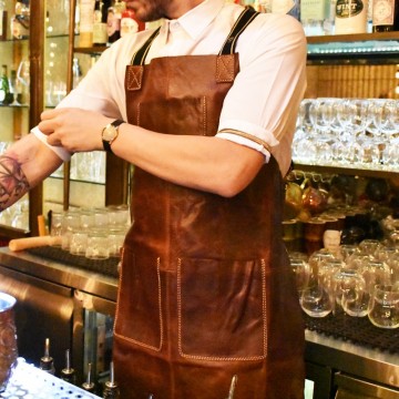 Ποδιά ολόσωμη 100% δέρμα καφέ με τιράντες