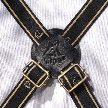 Ποδιά με τιράντες ολόσωμη, καμβάς γκρι χρώμα με 100% δερμάτινες μαύρες τσέπες