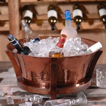 Σαμπανιέρα Μπουκαλιών RoseGold Σε Ξύλινη  Βάση 54x21εκ